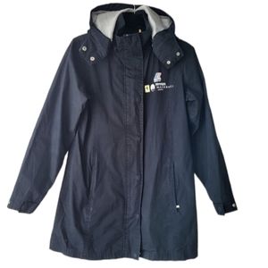 Kway navy zip up+snap  hooded waterproof breathable windbreaker jacket Sz S